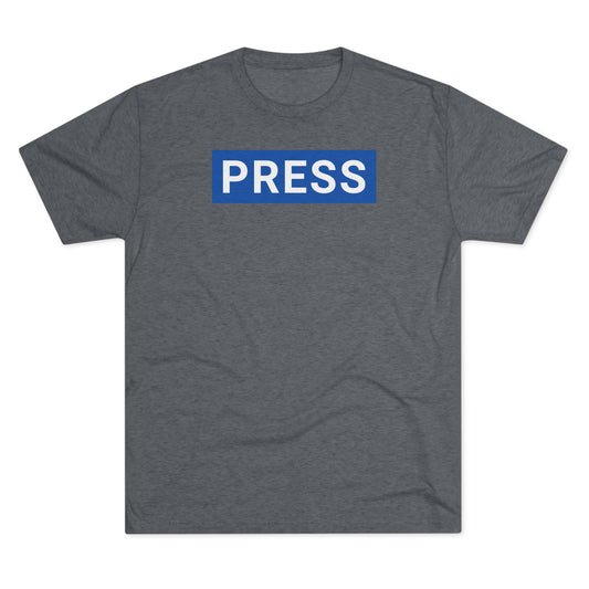 PRESS (Royal Blue & White) Unisex Tri-Blend Crew Tee