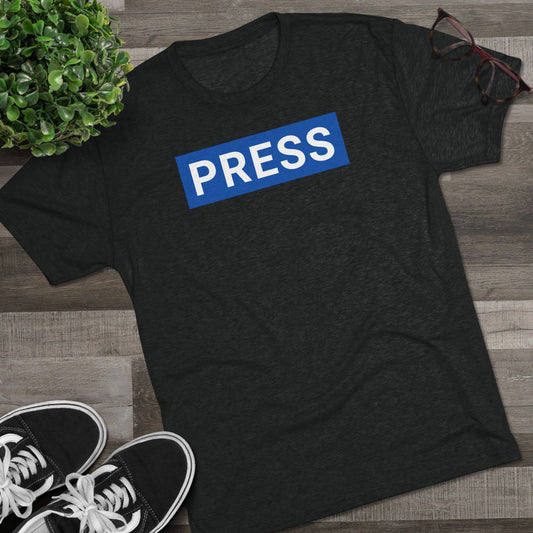 PRESS (Royal Blue & White) Unisex Tri-Blend Crew Tee